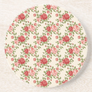 Ouderwetse Shabby Chic Rozen Patroon Zandsteen Onderzetter
