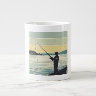 Ouderwetse Silhouet van Meren en Vissen Grote Koffiekop