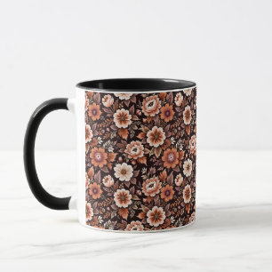 Ouderwetse sinaasappel bloemen inpakpapier mok