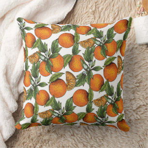 Ouderwetse sinaasappel citrusfruit patroon kussen