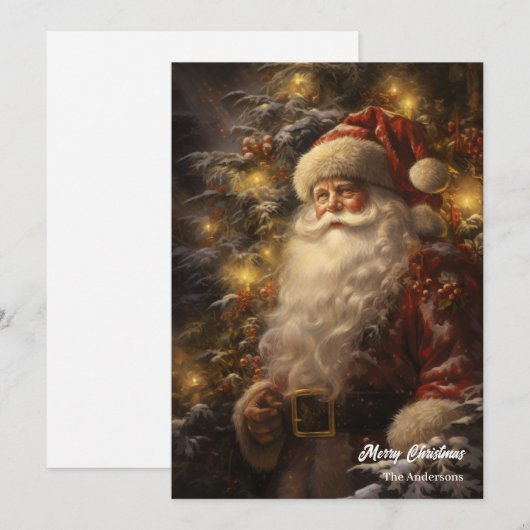 Ouderwetse Sinterklaas in besneeuwd bos Feestdagenkaart (Voorkant / Achterkant)