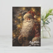 Ouderwetse Sinterklaas in besneeuwd bos Feestdagenkaart (Staand voorkant)