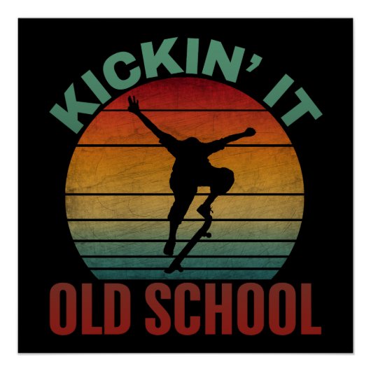 Ouderwetse Skateboarden Skateboard Perfect Poster (Voorkant)