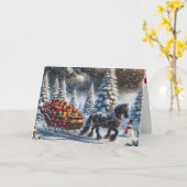 Ouderwetse slee gevuld met kerstcadeaus kaart (Gele Bloem)