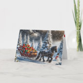 Ouderwetse slee gevuld met kerstcadeaus kaart (Voorkant)