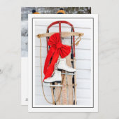 Ouderwetse slee met schaatsen feestdagenkaart (Voorkant / Achterkant)