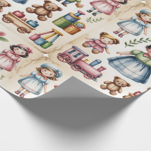 Ouderwetse Speelgoed-kerstwinkel Cadeaupapier