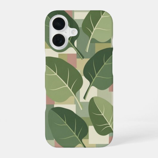 Ouderwetse spinaziebladpatroon iPhone 16 hoesje (Achterkant)