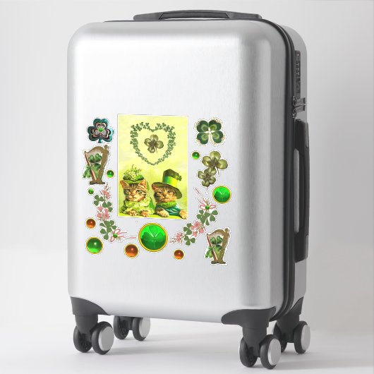 OUDERWETSE ST. PATRICK'S DAY KATTEN, SHAMROCK HART STICKER (Koffer)