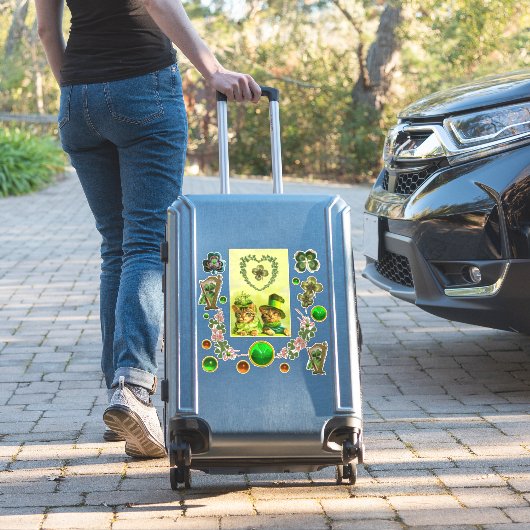 OUDERWETSE ST. PATRICK'S DAY KATTEN, SHAMROCK HART STICKER (Koffer Insitu)