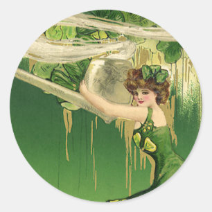Ouderwetse St. Patrick's Day, rookkrullen van dame Ronde Sticker