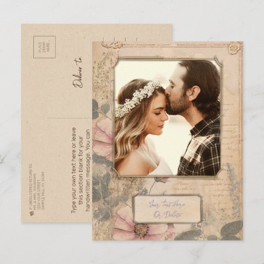 Ouderwetse  stijl eigen fotosjabloon briefkaart (Voorkant / Achterkant)