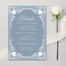 Ouderwetse Stof Blauw Elegant Script Trouwdetails