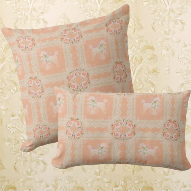 Ouderwetse Stof met Stof Poodle Patchwork Kussen (Vintage poodle patchwork)