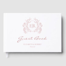 Ouderwetse Stof Roze Bloemenkroon Monogram Bruilof