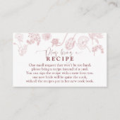 Ouderwetse Stof Roze Bloemige Neem Eén Recept Mee Informatiekaartje (Voorkant)