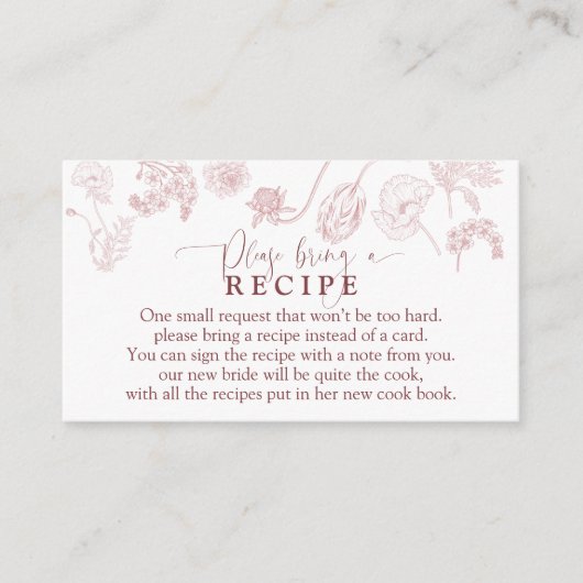 Ouderwetse Stof Roze Bloemige Neem Eén Recept Mee Informatiekaartje (Voorkant)