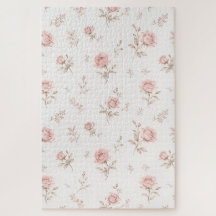 Ouderwetse Stof Roze Roos Bloemmotief Legpuzzel