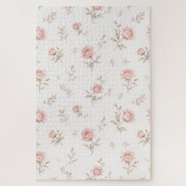 Ouderwetse Stof Roze Roos Bloemmotief Legpuzzel