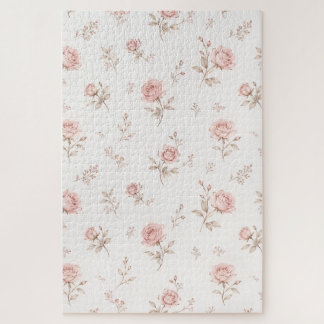 Ouderwetse Stof Roze Roos Bloemmotief Legpuzzel