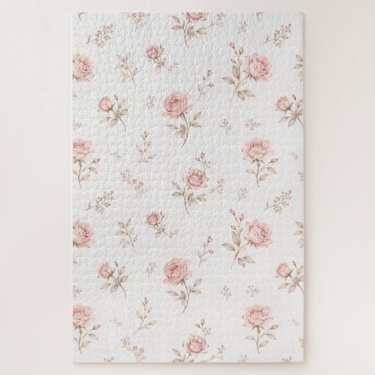 Ouderwetse Stof Roze Roos Bloemmotief Legpuzzel (Verticaal)