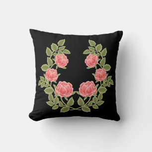 Ouderwetse Stof Roze Rozen Bloempatroon - Romantis Kussen