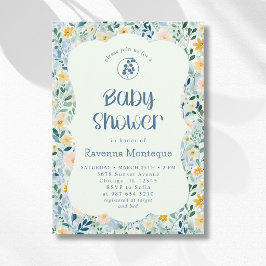 Ouderwetse Stofblauwe Bloesem Babyborrel Kaart