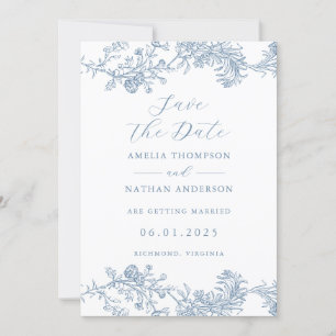 Ouderwetse Stofblauwe Elegante Trouw Save The Date