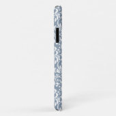 Ouderwetse stoffige blauwe en witte bloemdamastpat Case-Mate iPhone case (Achterkant/rechts)