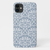 Ouderwetse stoffige blauwe en witte bloemdamastpat Case-Mate iPhone case (Achterkant)