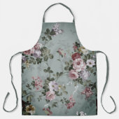 Ouderwetse stoffige olijf bloemendesign schort (Voorkant)