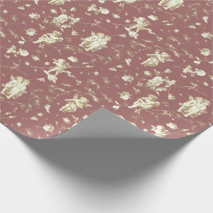 Ouderwetse stoffige roze beige Cupid engelen bloem Cadeaupapier
