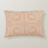 Ouderwetse Stofrijke Perzik Poodle Patchwork Accent Kussen (Voorkant)
