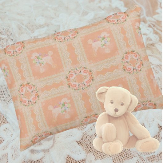 Ouderwetse Stofrijke Perzik Poodle Patchwork Accent Kussen