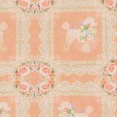 Ouderwetse Stofrijke Perzik Poodle Patchwork Accent Kussen