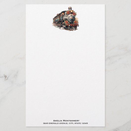 Ouderwetse stoomtrein retro kerst briefpapier (Voorkant)