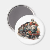 Ouderwetse stoomtrein retro kerst magneet (Voorkant / Achterkant)