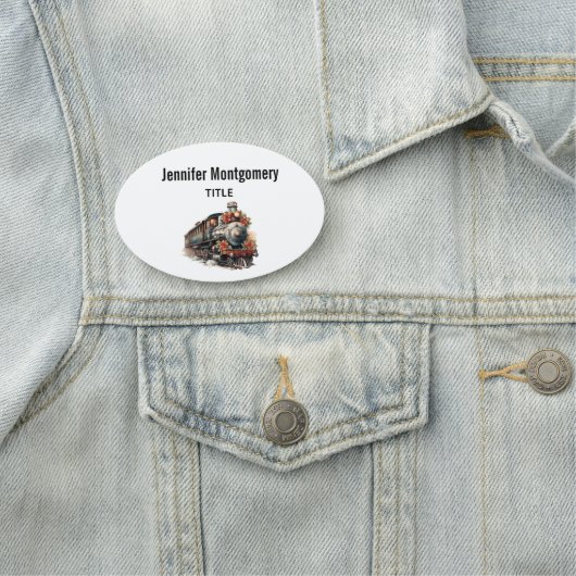 Ouderwetse stoomtrein retro kerst naamplaatje (In situ)