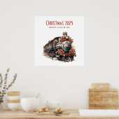 Ouderwetse stoomtrein retro kerst poster (Keuken)
