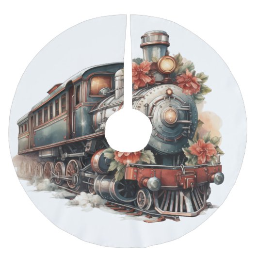 Ouderwetse Stoomtrein Retro Kerstmis Kerstboom Rok (Voorkant)