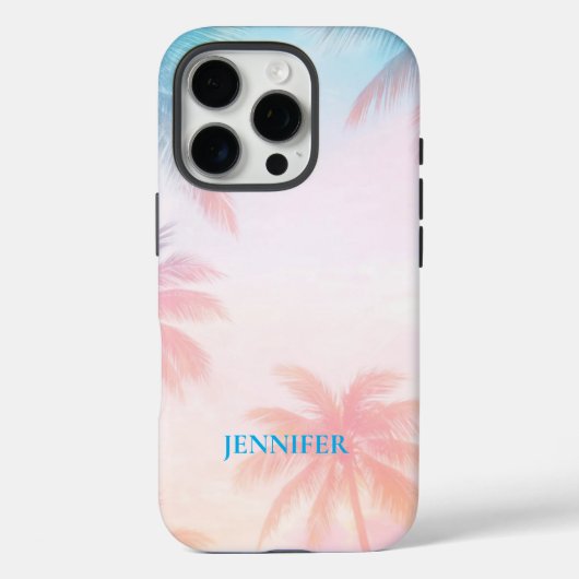 Ouderwetse strand zonsondergang palmbomen pastel Case-Mate iPhone case (Achterkant)