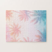 Ouderwetse strand zonsondergang palmbomen pastel legpuzzel (Horizontaal)