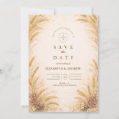 Ouderwetse Tarweveld Rustieke Trouwdag Save The Date (Voorkant)