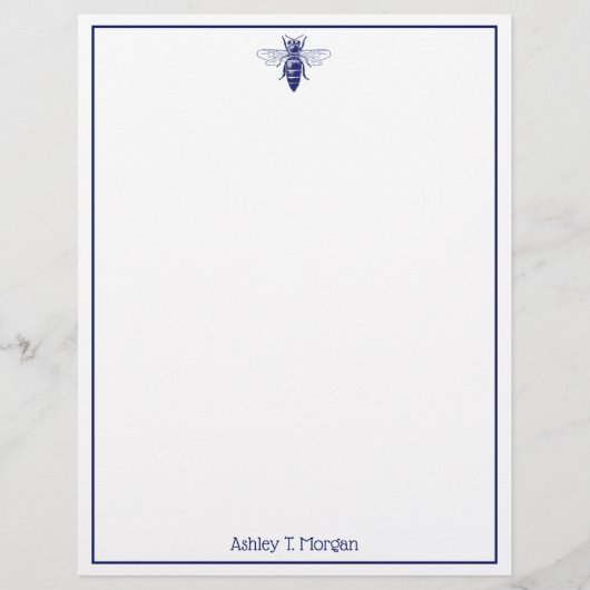 Ouderwetse tekening van koningin bij in blauw (Voorkant)