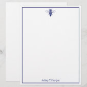 Ouderwetse tekening van koningin bij in blauw (Voorkant / Achterkant)