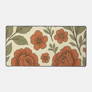Ouderwetse Terracotta Roos Bloempatroon Bureaumat
