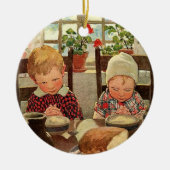 Ouderwetse Thanksgiving, Dankbare Kinderen Keramisch Ornament (Voorkant)