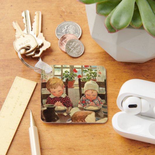 Ouderwetse Thanksgiving, dankbare kinderen Sleutelhanger (Bureau)