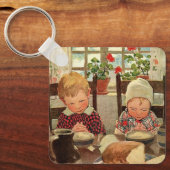 Ouderwetse Thanksgiving, dankbare kinderen Sleutelhanger (Voorkant)