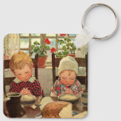 Ouderwetse Thanksgiving, dankbare kinderen Sleutelhanger (Achterkant)